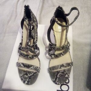Bar III Black and White Strappy Heels